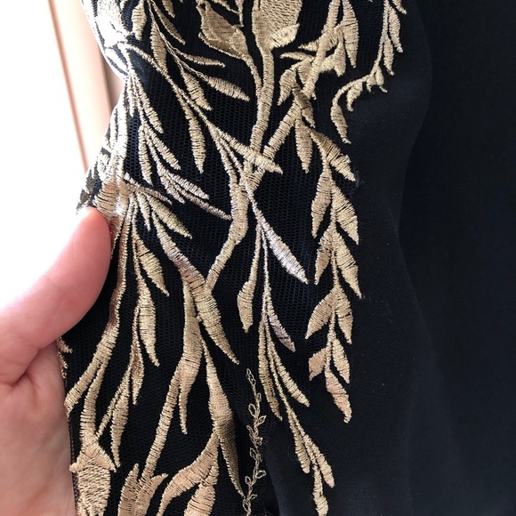 Marchesa Notte Black and Gold Evening Gown - Picture 5 of 9